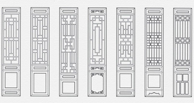 五寨常用中式仿古花窗图案隔断设计图